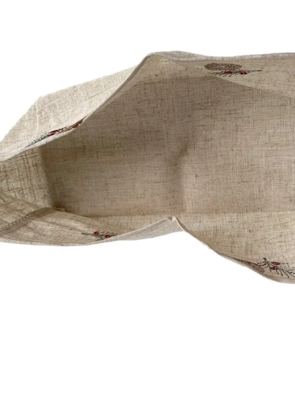 Signature Homestyles caddy basket liner pinecone print linen blend pinecones